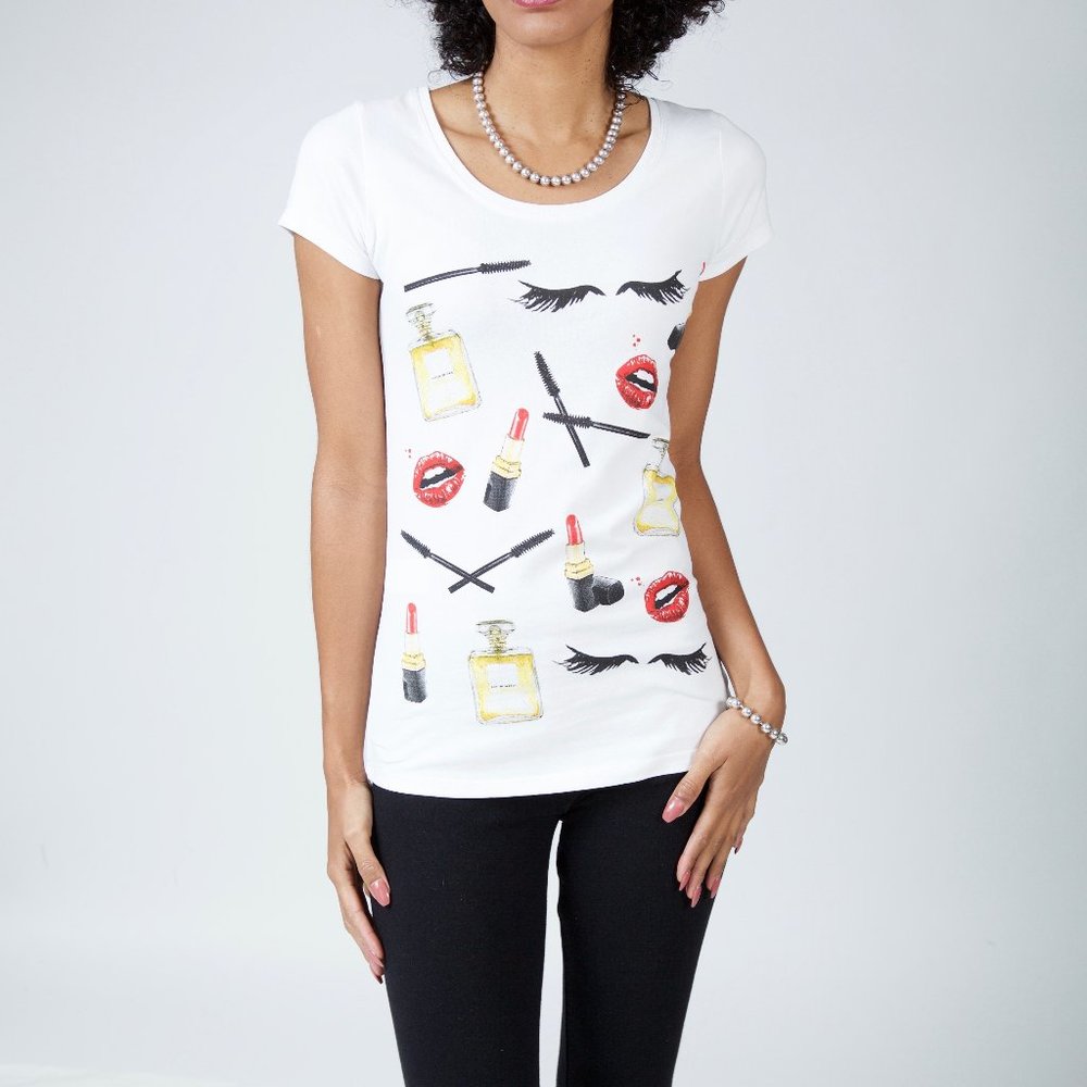 Miss Miss, Pure Denim Tee, Small, White, Made in Italy